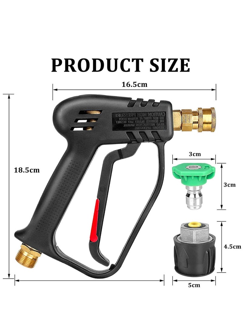 4000 PSI Pressure Washer Gun with 5 Interchangeable Spray Nozzles, Jet Washing Gun with one quarter Inch Quick Connection and M22 Coupling