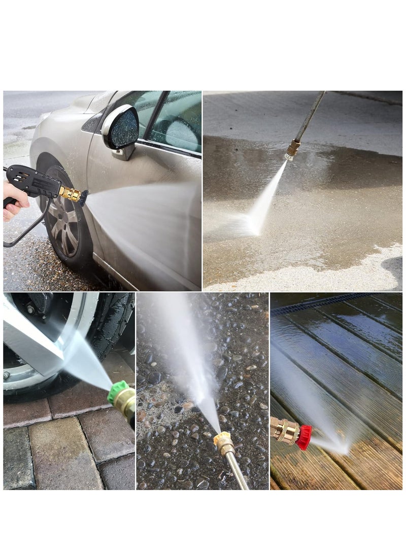 4000 PSI Pressure Washer Gun with 5 Interchangeable Spray Nozzles, Jet Washing Gun with one quarter Inch Quick Connection and M22 Coupling