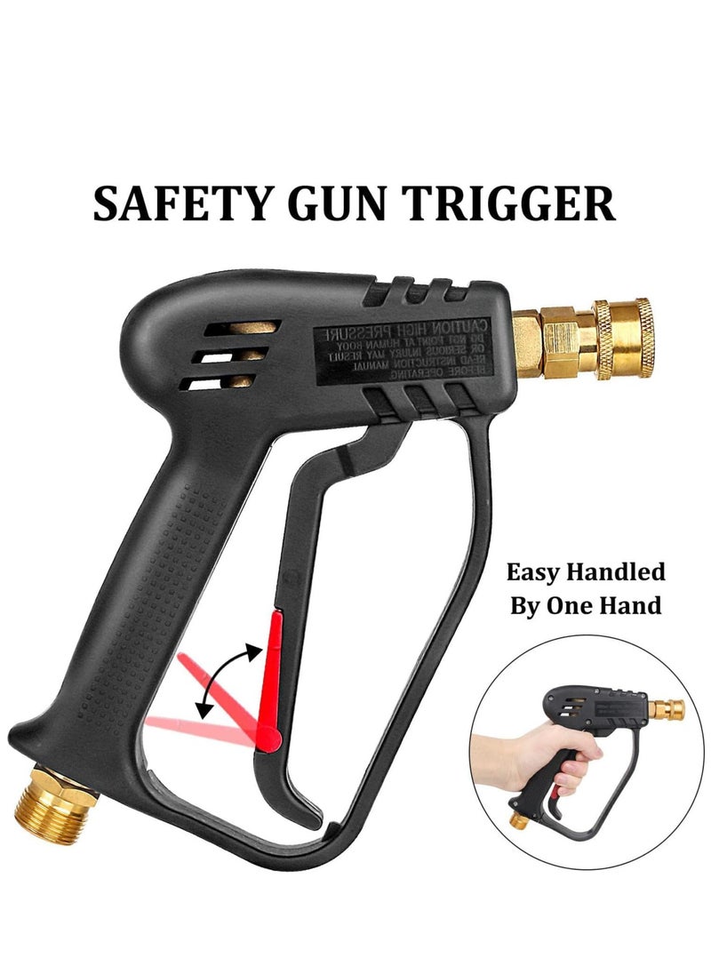 4000 PSI Pressure Washer Gun with 5 Interchangeable Spray Nozzles, Jet Washing Gun with one quarter Inch Quick Connection and M22 Coupling