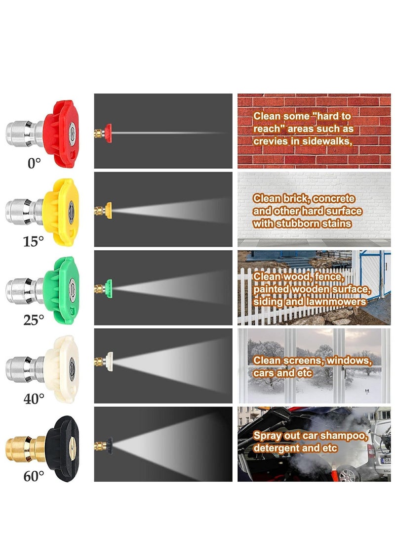 4000 PSI Pressure Washer Gun with 5 Interchangeable Spray Nozzles, Jet Washing Gun with one quarter Inch Quick Connection and M22 Coupling