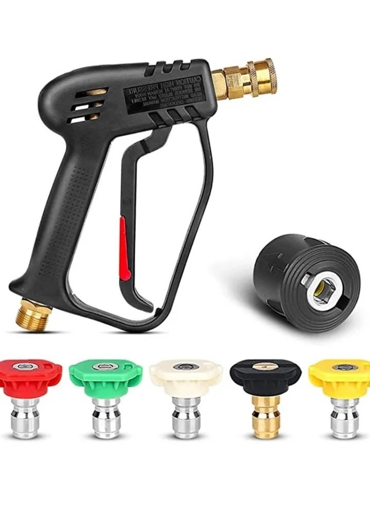 High Pressure Washer Gun 4000 PSI M22 14mm and Karcher High-Pressure Hose Quick Connect Connector 5 1/4 inch Quick-Connect Nozzles for Car Cleaning Tool