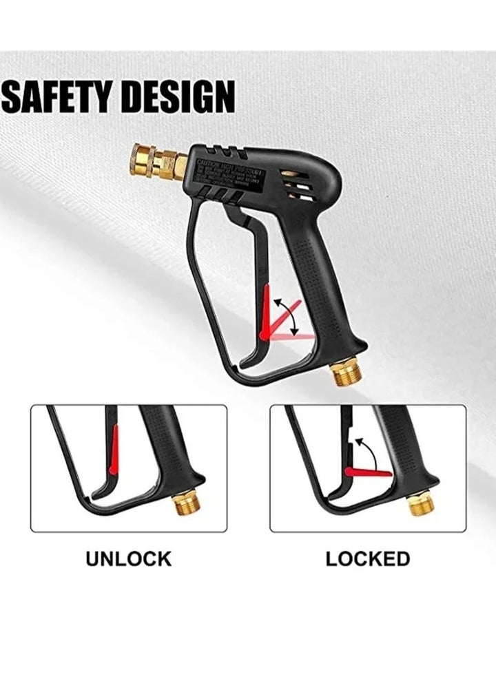 High Pressure Washer Gun 4000 PSI M22 14mm and Karcher High-Pressure Hose Quick Connect Connector 5 1/4 inch Quick-Connect Nozzles for Car Cleaning Tool