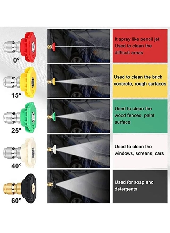 High Pressure Washer Gun 4000 PSI M22 14mm and Karcher High-Pressure Hose Quick Connect Connector 5 1/4 inch Quick-Connect Nozzles for Car Cleaning Tool