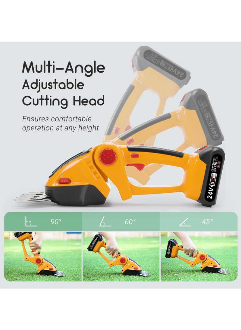 Cordless Handheld Hedge Trimmer with Lithium Battery, Mini Electric Hedge Shears & Lawn Mower, Dual-Function Grass and Branch Trimmer, 9-Inch Hedge Blade & 4.7-Inch Lawn Shear, IP67 Waterproof, Durable ABS Shell, Anti-Slip Handle, UK Plug