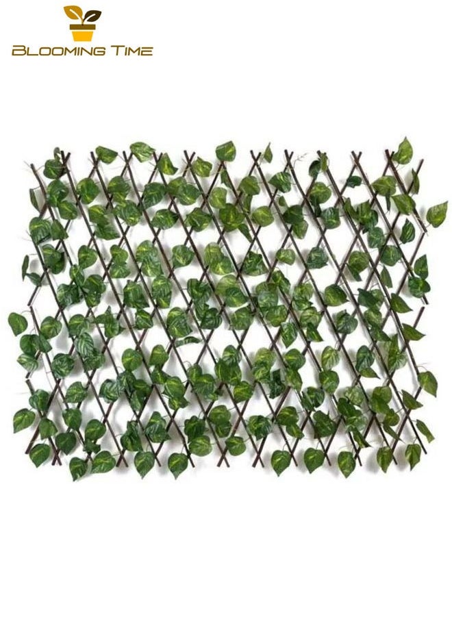 Expandable fence with artificial plants green/brown 1.20 meters