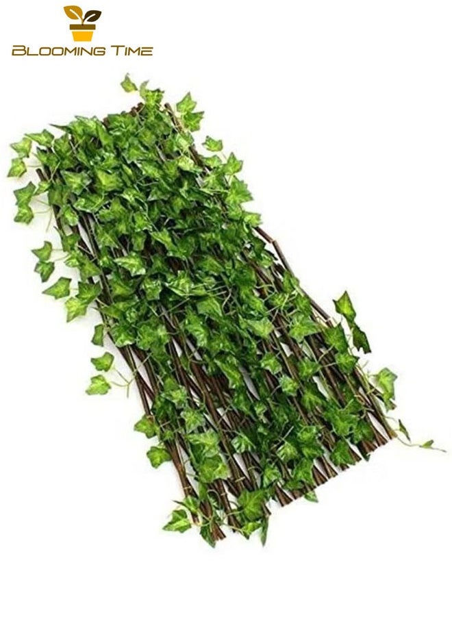 Expandable fence with artificial plants green/brown 1.20 meters