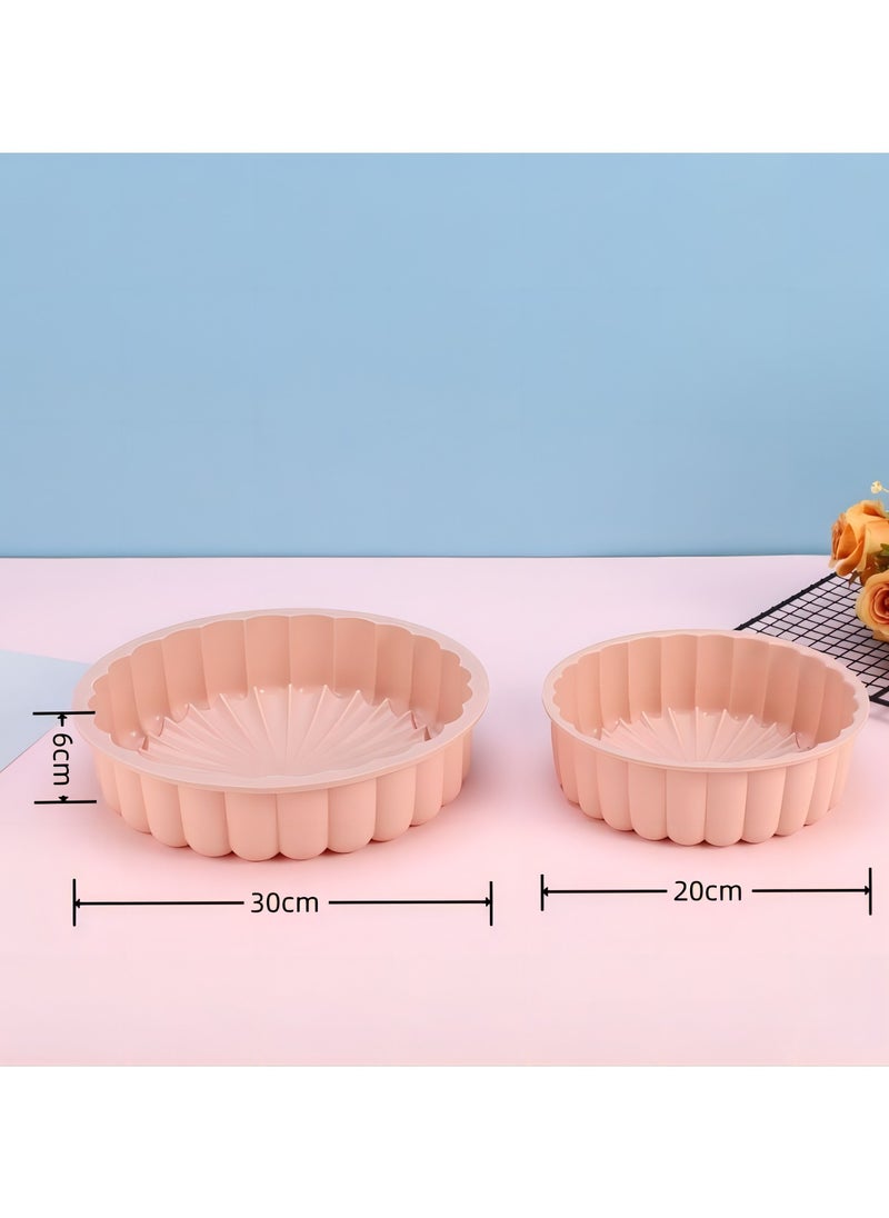 2Pc Cake Pan Silicone 20cm And 27cm Nonstick Round Cake Molds For Cheesecake Chocolate Cake Brownie Tart Pie Flan Bread Baking Pans Pink