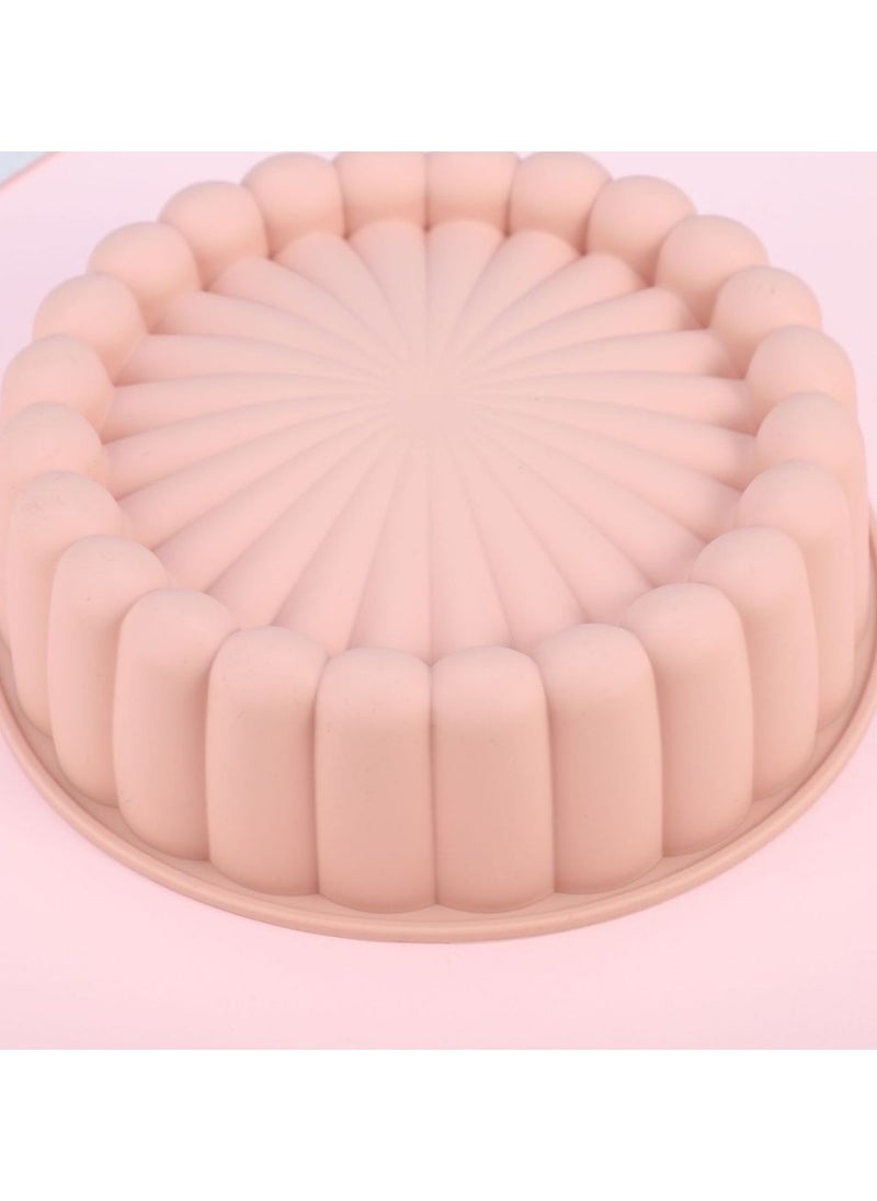 2Pc Cake Pan Silicone 20cm And 27cm Nonstick Round Cake Molds For Cheesecake Chocolate Cake Brownie Tart Pie Flan Bread Baking Pans Pink