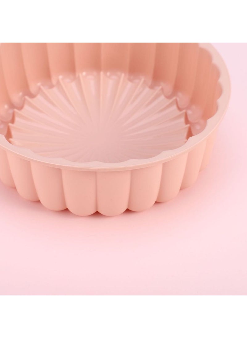 2Pc Cake Pan Silicone 20cm And 27cm Nonstick Round Cake Molds For Cheesecake Chocolate Cake Brownie Tart Pie Flan Bread Baking Pans Pink