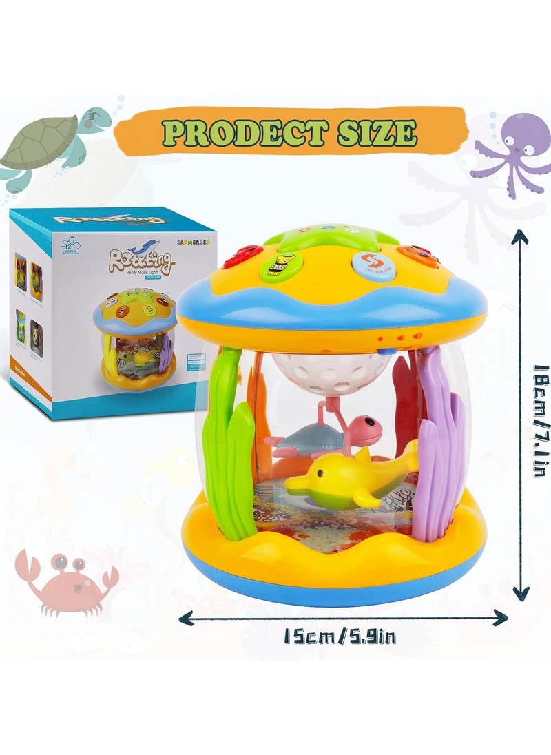 Baby Toys 6 to 12 Months - Musical Learning Infant Toys 1+ Age Babies Ocean Rotating Light Up Toys for Toddlers 1+ Age Boys Girls Baby Gifts Yellow