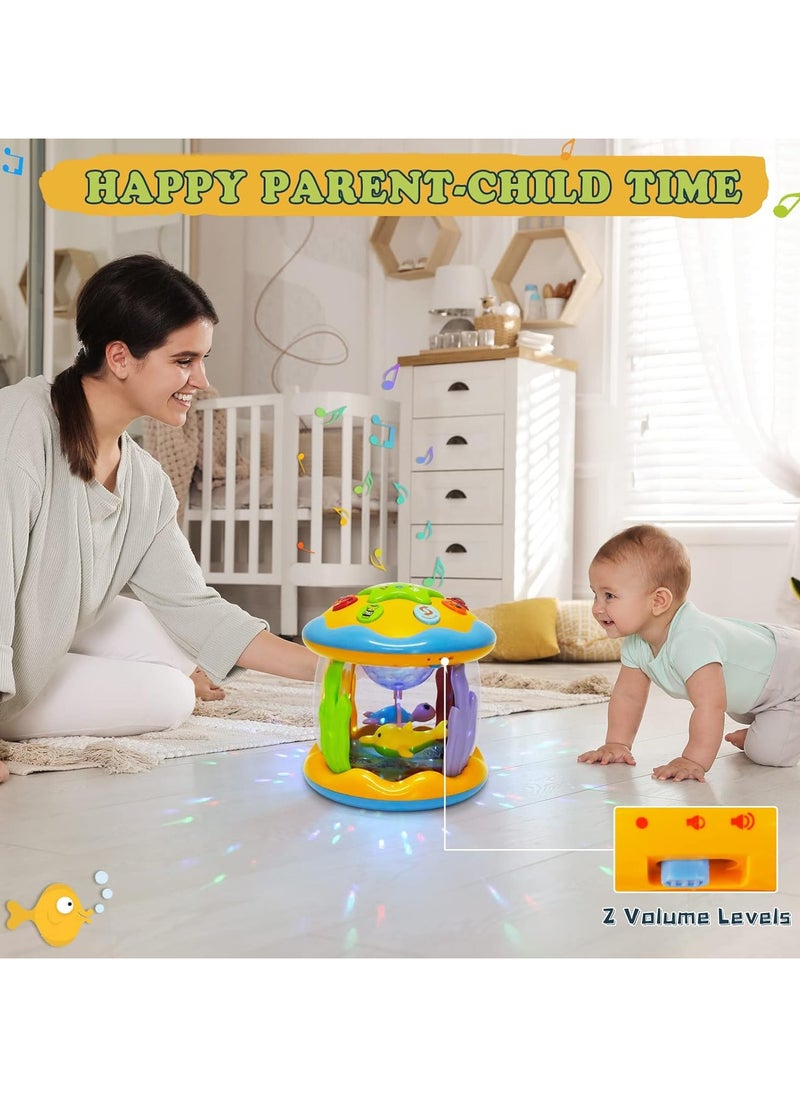 Baby Toys 6 to 12 Months - Musical Learning Infant Toys 1+ Age Babies Ocean Rotating Light Up Toys for Toddlers 1+ Age Boys Girls Baby Gifts Yellow
