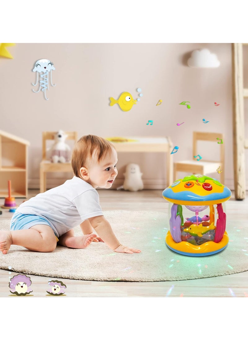 Baby Toys 6 to 12 Months - Musical Learning Infant Toys 1+ Age Babies Ocean Rotating Light Up Toys for Toddlers 1+ Age Boys Girls Baby Gifts Yellow