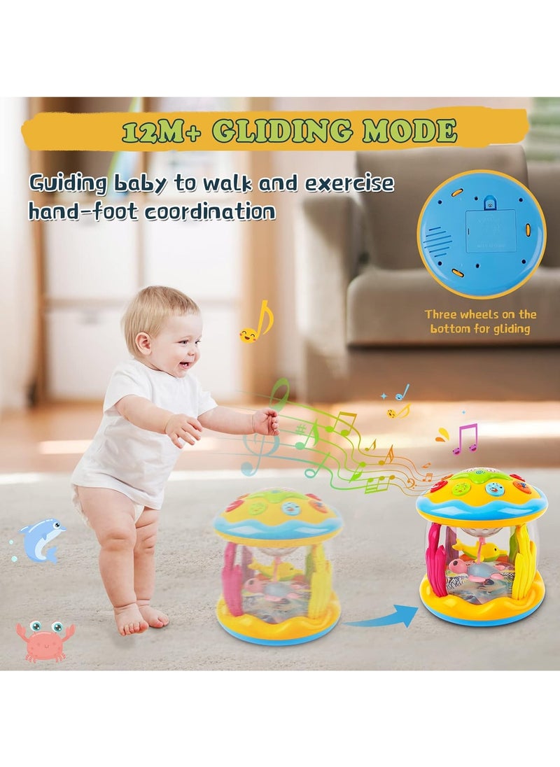 Baby Toys 6 to 12 Months - Musical Learning Infant Toys 1+ Age Babies Ocean Rotating Light Up Toys for Toddlers 1+ Age Boys Girls Baby Gifts Yellow