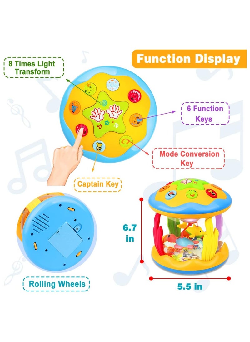 Baby Toys 6 to 12 Months - Musical Learning Infant Toys 1+ Age Babies Ocean Rotating Light Up Toys for Toddlers 1+ Age Boys Girls Baby Gifts Yellow