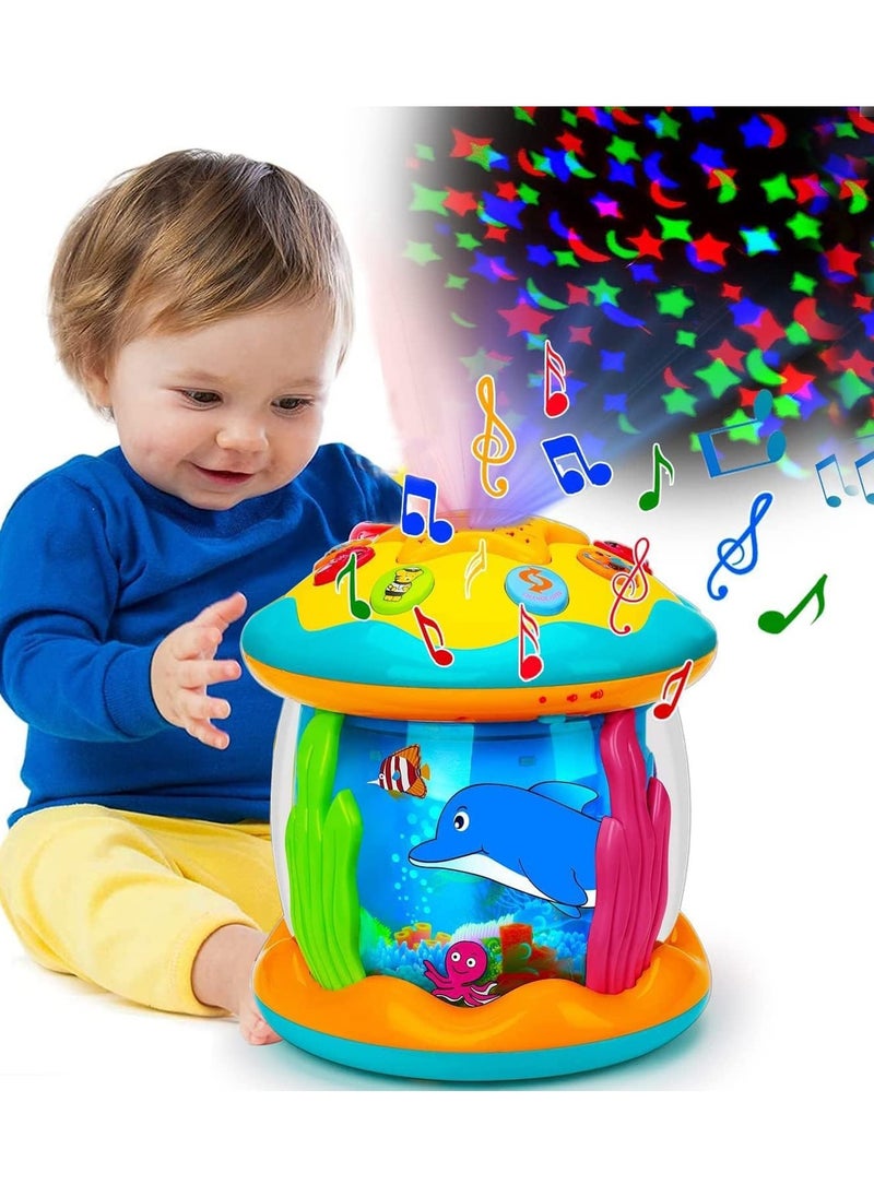 Baby Toys 6 to 12 Months Musical Light Up Tummy Time Infant Toys 12-18 Months Crawling Toys Ocean Rotating Projector Baby Gifts for 1 2 3 Year Old Boy Girl Birthday Toddlers Kids