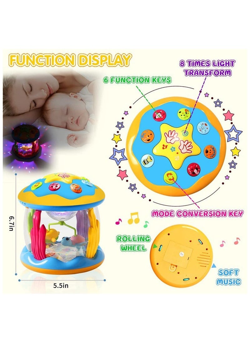 Baby Toys 6 to 12 Months Musical Light Up Tummy Time Infant Toys 12-18 Months Crawling Toys Ocean Rotating Projector Baby Gifts for 1 2 3 Year Old Boy Girl Birthday Toddlers Kids