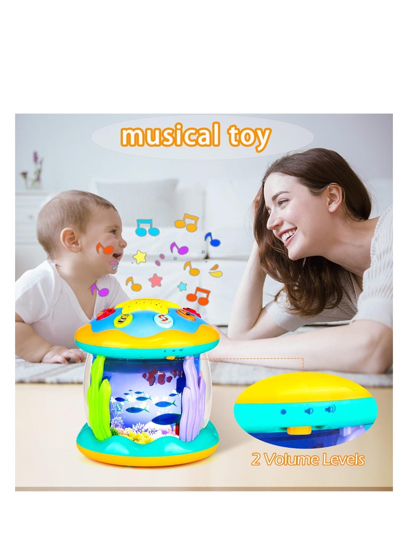 Baby Toys 6 to 12 Months Musical Light Up Tummy Time Infant Toys 12-18 Months Crawling Toys Ocean Rotating Projector Baby Gifts for 1 2 3 Year Old Boy Girl Birthday Toddlers Kids