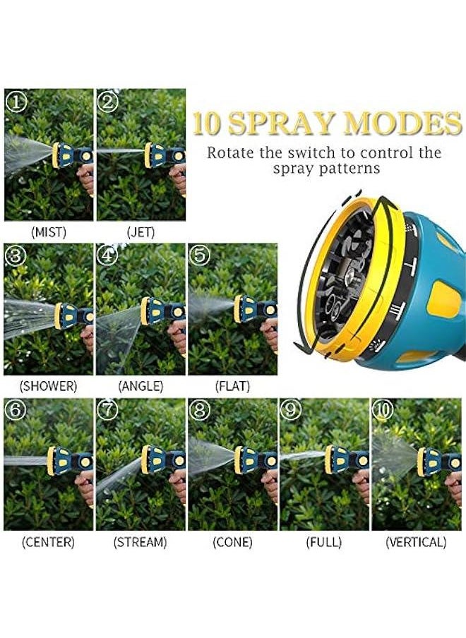 Garden Hose Nozzle - 10 Adjustable Patterns Metal High Pressure Hose Nozzle, Garden Hose Spray Nozzle with Thumb Control Design, Hose Sprayer for Garden & Lawns Watering, Cleaning, Pets & Car Washin