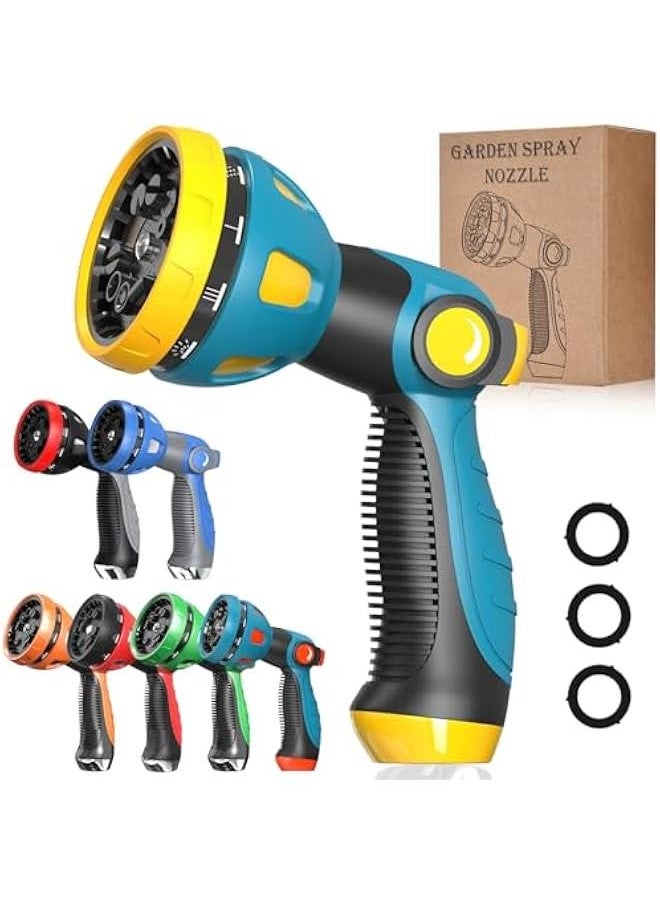 Garden Hose Nozzle - 10 Adjustable Patterns Metal High Pressure Hose Nozzle, Garden Hose Spray Nozzle with Thumb Control Design, Hose Sprayer for Garden & Lawns Watering, Cleaning, Pets & Car Washin