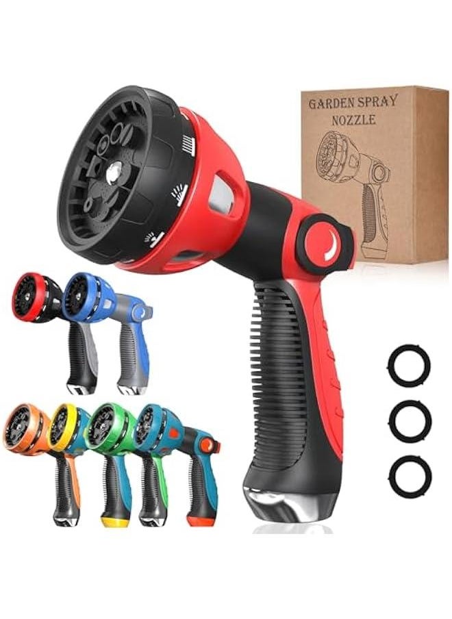 Garden Hose Nozzle - 10 Adjustable Patterns Metal High Pressure Hose Nozzle, Garden Hose Spray Nozzle with Thumb Control Design, Hose Sprayer for Garden & Lawns Watering, Cleaning, Pets & Car Washin