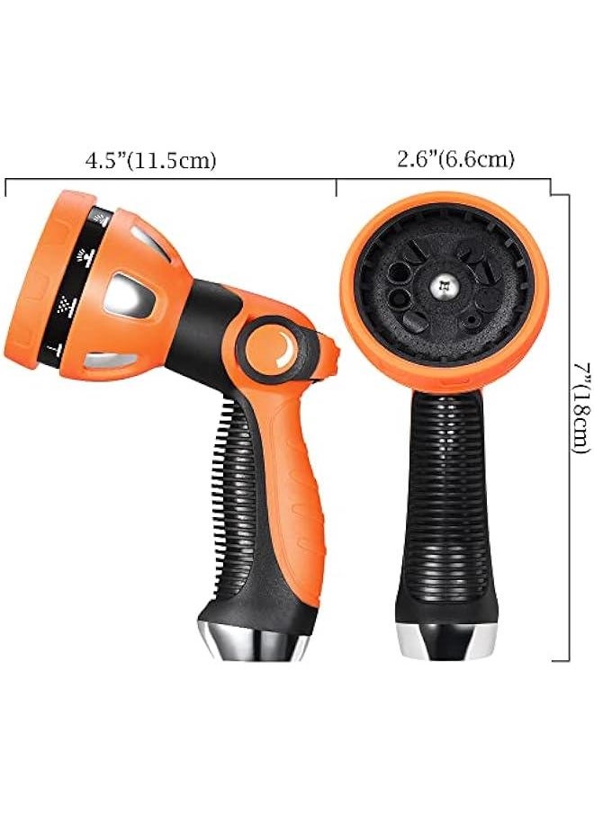 Water Hose Nozzle|Garden Hose Nozzle Hose Spray Nozzle with 10 Patterns High Pressure Hose Nozzle for Garden Hose for Watering Plants Washing Cars Pets(Orange)