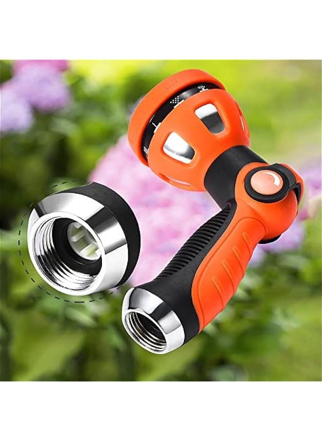 Water Hose Nozzle|Garden Hose Nozzle Hose Spray Nozzle with 10 Patterns High Pressure Hose Nozzle for Garden Hose for Watering Plants Washing Cars Pets(Orange)