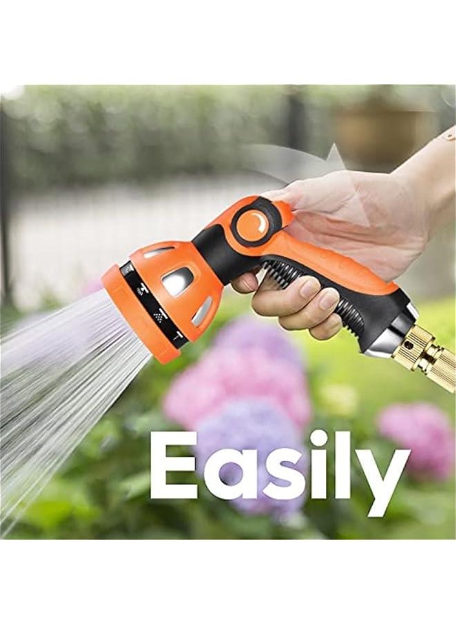 Water Hose Nozzle|Garden Hose Nozzle Hose Spray Nozzle with 10 Patterns High Pressure Hose Nozzle for Garden Hose for Watering Plants Washing Cars Pets(Orange)