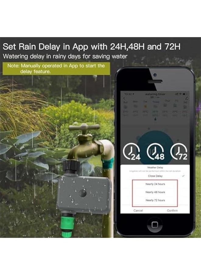 WiFi Hose Timer Sprinkler Timer, Watering Timer for Hose, Faucet Timer for Water Hose Sprinkler, Smart Sprinkler Irrigation Timer, Independent Watering Schedule, Waterproof