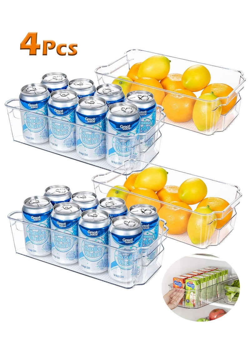 Refrigerator organization Bins 4 pieces made of clear plastic suitable for refrigerator, freezer, kitchen cabinet, pantry organization and general storage BPA free refrigerator organizer 30 cm