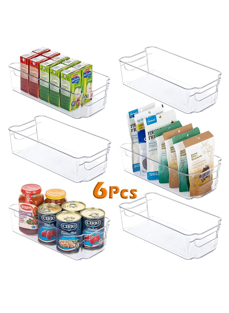 Refrigerator organization Bins 6 pieces made of clear plastic suitable for refrigerator, freezer, kitchen cabinet, pantry organization and general storage BPA free refrigerator organizer 30 cm