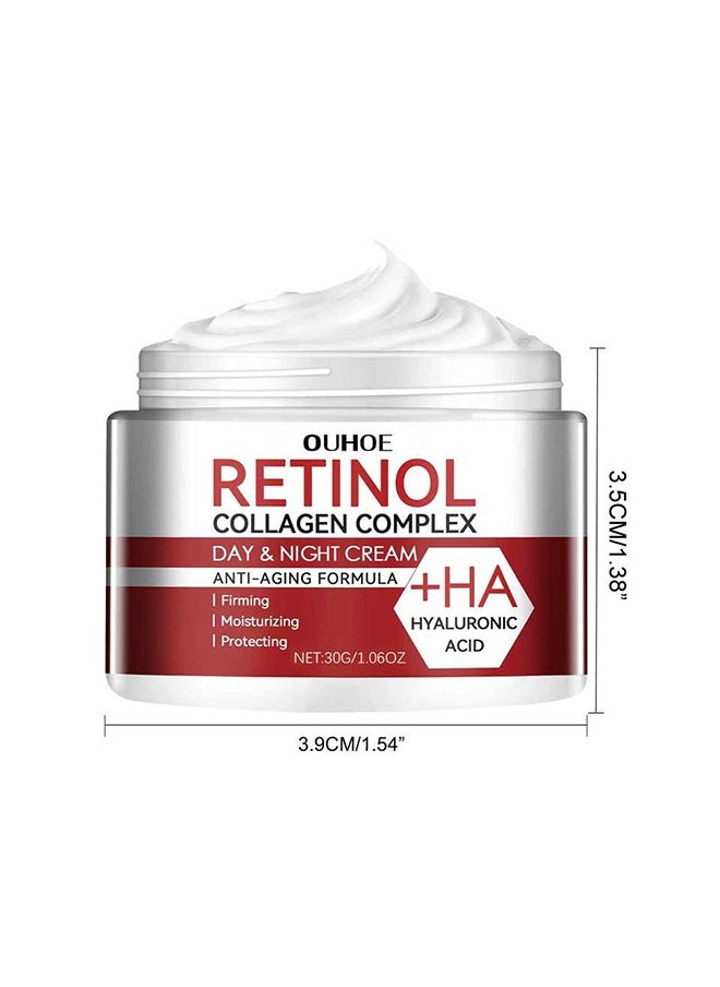 Retinol Collagen Complex Day & Night Cream, Anti Aging Cream With Hyaluronic Acid And Collagen, Wrinkle Removal Skin Firming Cream 30g