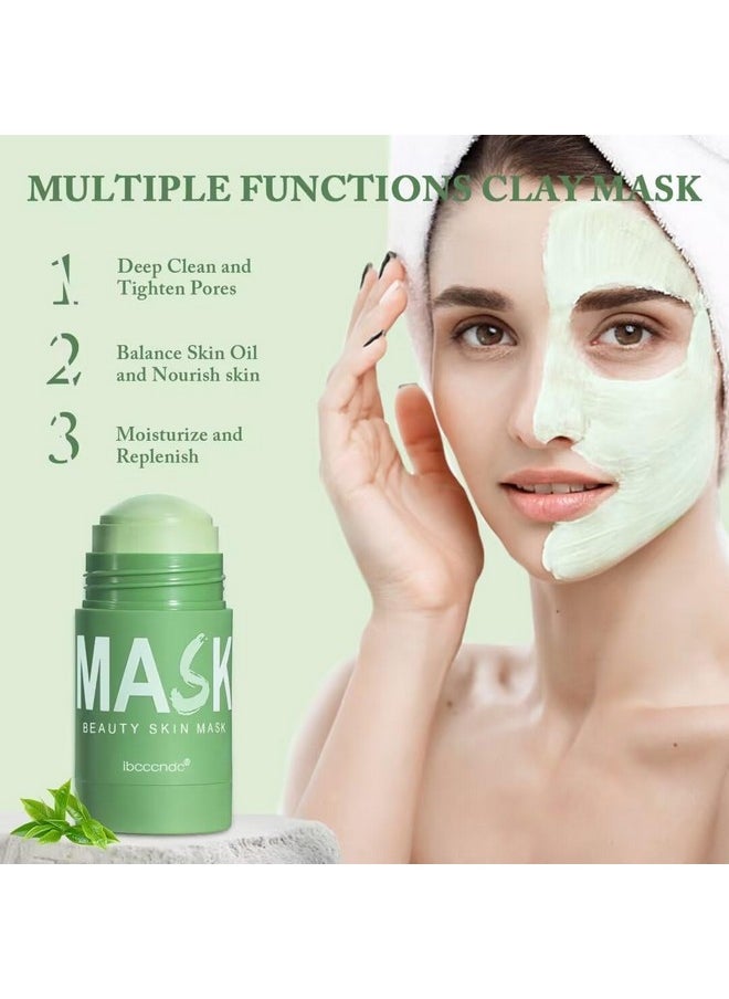 Green Tea Deep Cleanse Mask For Face,Blackhead Remover Face Mask,Poreless Deep Cleanse Mask Stick For Purifying,Moisturizing,Oil Control Reduce For Women And Men,2Pcs