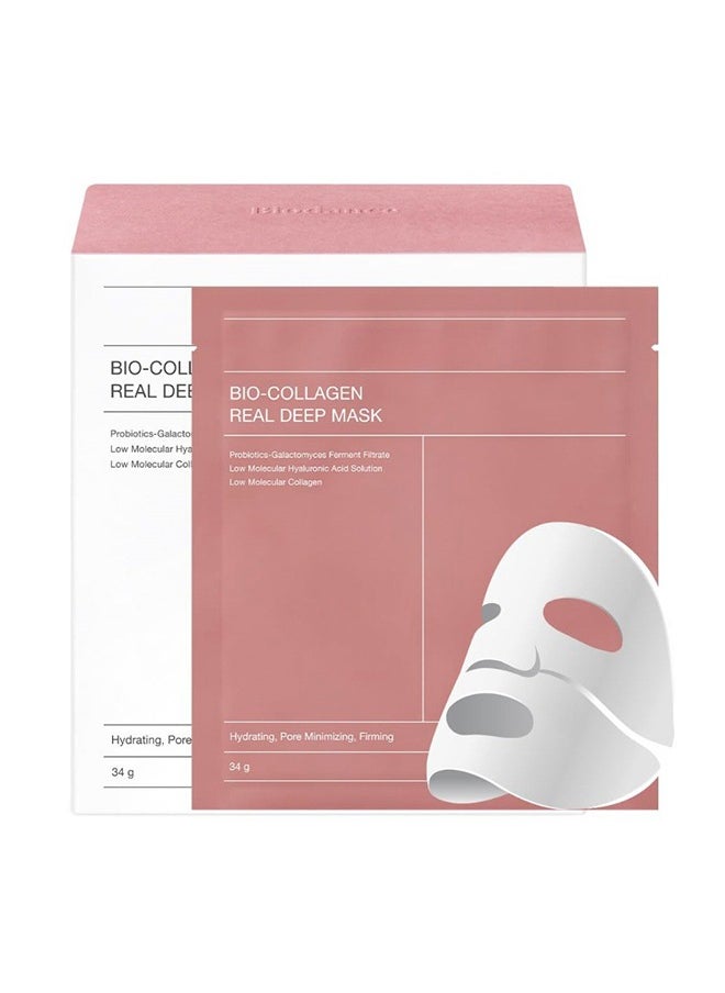 Bio-Collagen Real Deep Mask, Hydrating Overnight Hydrogel Mask, Pore Minimizing, Elasticity Improvement  4PCS