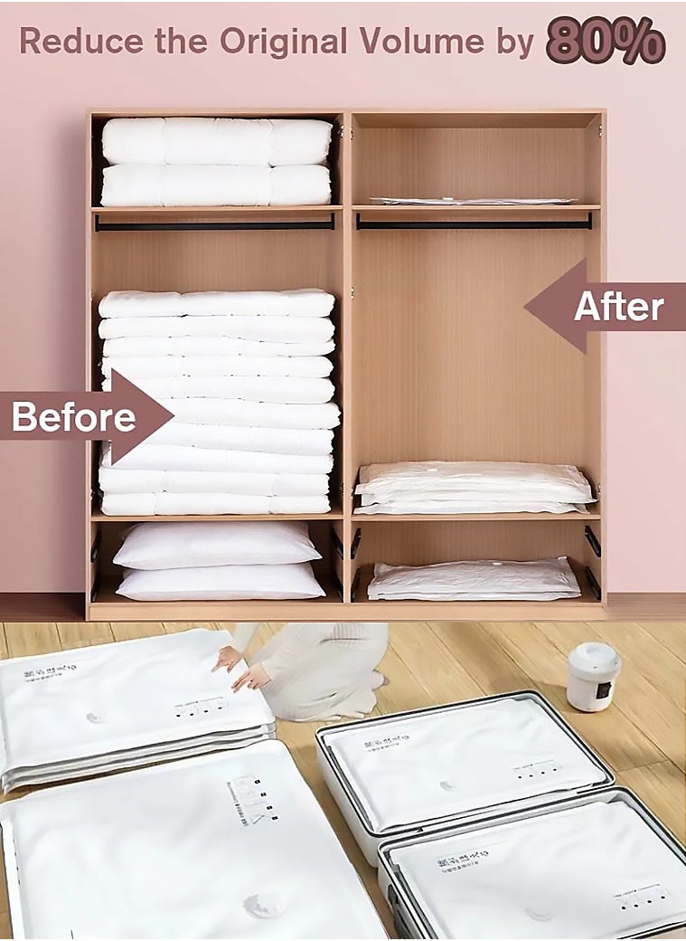 15 Pack Vacuum Storage Bags with Electric Pump, 4 Small Medium Large 2 Jumbo Reusable Compression Airtight Space Saver Vacuum Bags for Clothes Travel Bedding Pillows Comforters Blankets(Random pump style)
