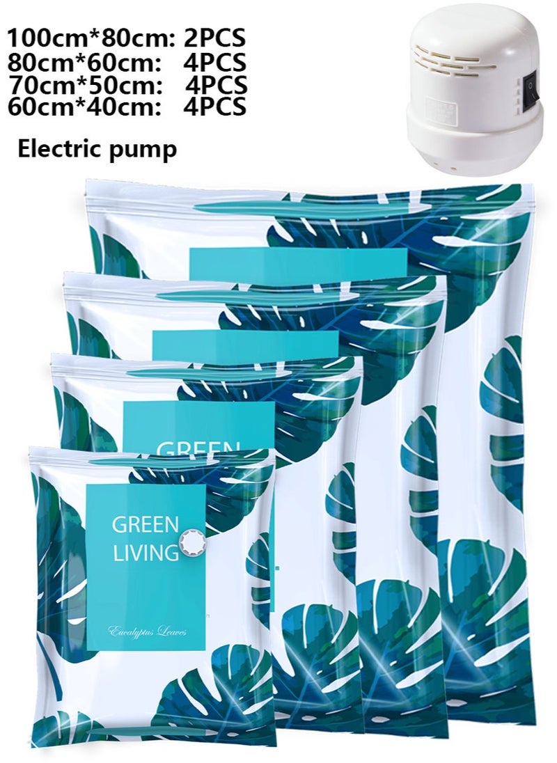 15 Pack Vacuum Storage Bags with Electric Pump, 4 Small Medium Large 2 Jumbo Reusable Compression Airtight Space Saver Vacuum Bags for Clothes Travel Bedding Pillows Comforters Blankets(Random pump style)