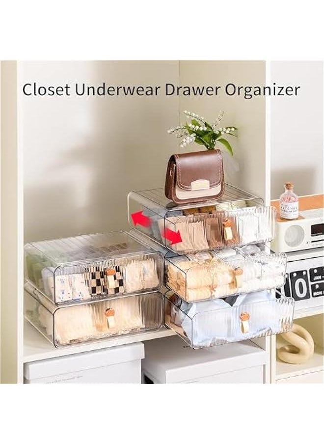 Durku Socks Underwear Drawer Organzier Dividers, 16 Cell Stackable Closet Organzier, Drawer Organzier for Clothing, Plastic Underwear Organziers and Storage for Baby Clothes, Bra, Ties, Belts (16Cel