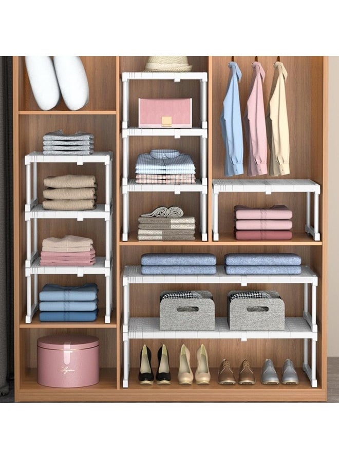 Wardrobe Tension Rack and Rod Extendable Adjustable Storage Shelf Separator Cabinet Divider Wardrobe Shoe Wardrobe Organizer DIY Bedroom (42cm Wide, Adjustable Length 87-108cm)