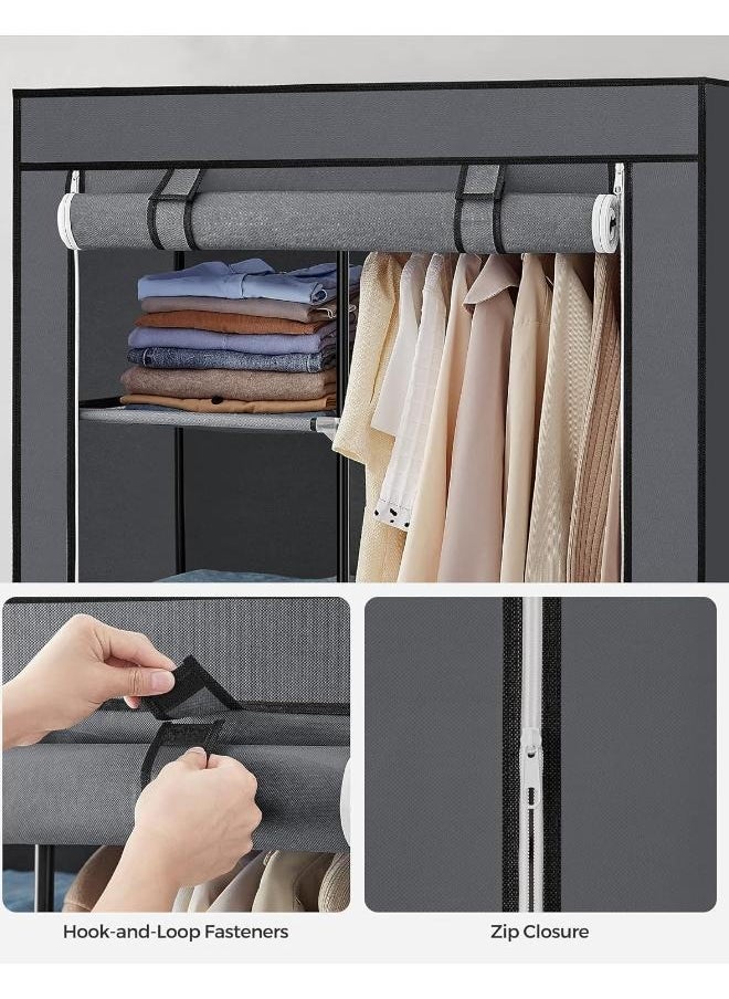 Portable Closet, Clothes Storage Organizer with 6 Shelves, 1 Clothes Hanging Rail, Non-Woven Fabric Closet, Metal Frame, 41.3 x 17.7 x 66.1 Inches, Grey