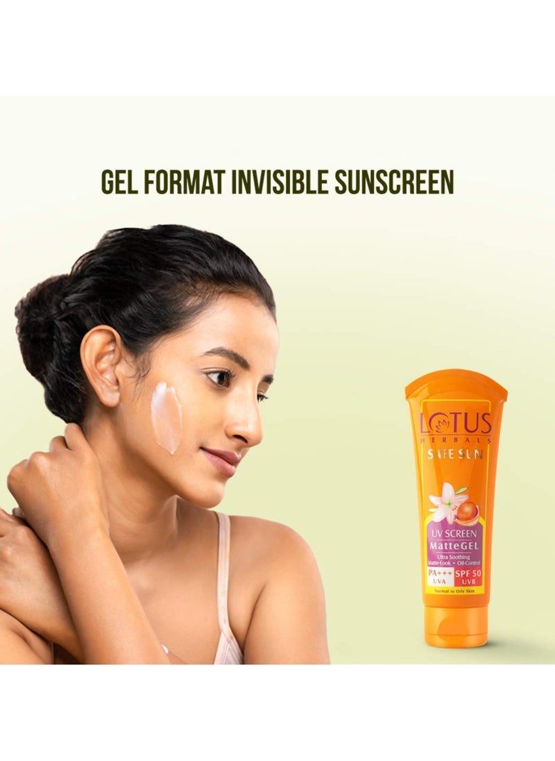 Safe Sun Invisible Matte Gel Sunscreen SPF 50 PA For Men and Women Non Greasy Suitable for Oily Skin 50g Pack Of 3