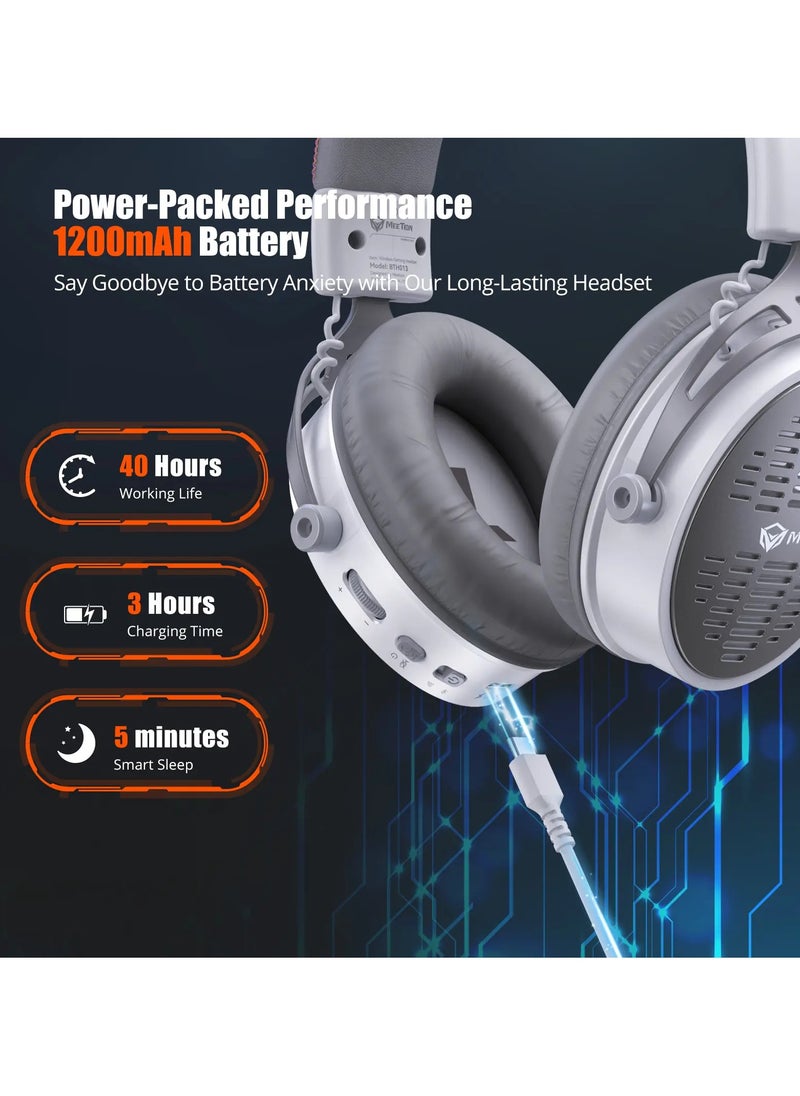 Meetion BTH013 New Design Three Mode Gaming Headset 2.4Ghz Over Ear Headphone wireless noise-cancelling esports gaming headset