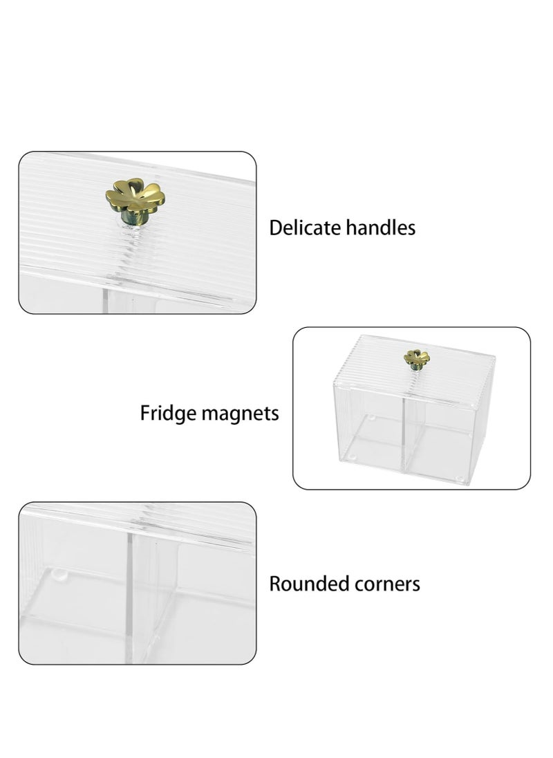 Cotton Pad Holder & Cotton Bud Dispenser – Transparent Organizer with Lid for Dressing Table (13 x 8 x 9cm)