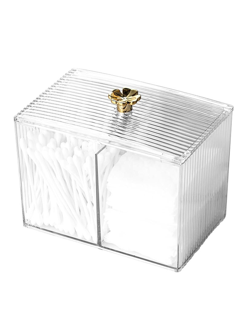 Cotton Pad Holder & Cotton Bud Dispenser – Transparent Organizer with Lid for Dressing Table (13 x 8 x 9cm)