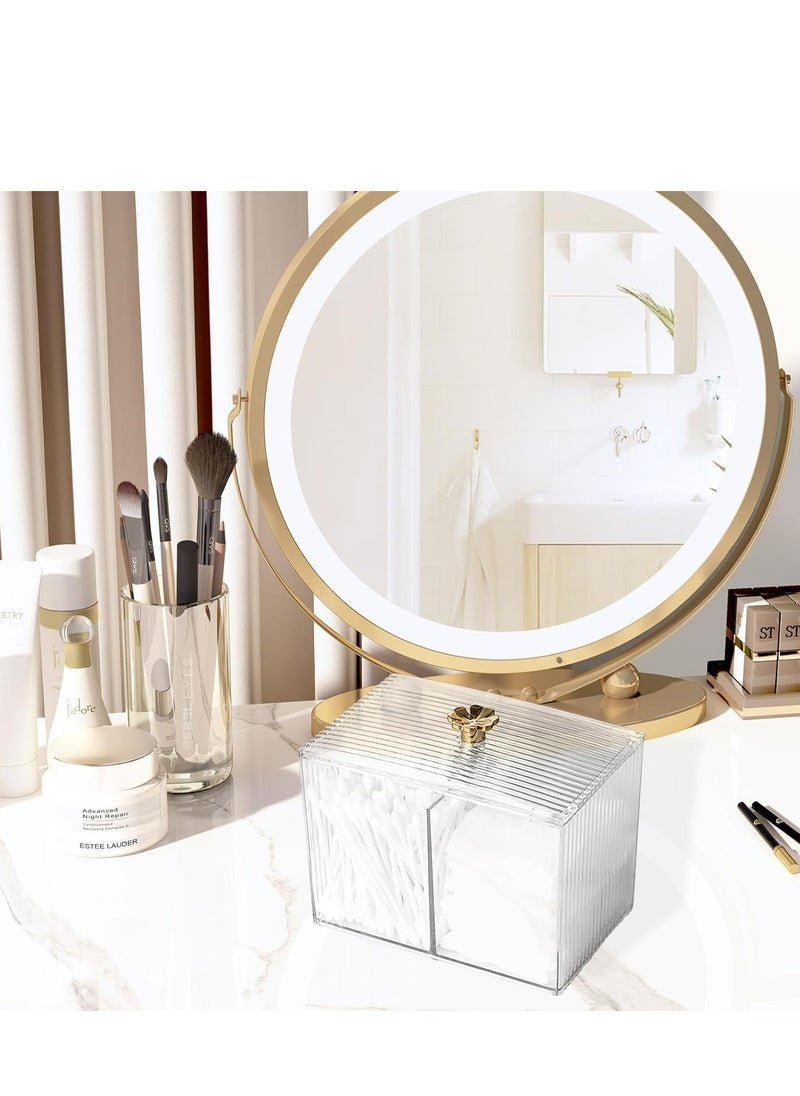 Cotton Pad Holder & Cotton Bud Dispenser – Transparent Organizer with Lid for Dressing Table (13 x 8 x 9cm)