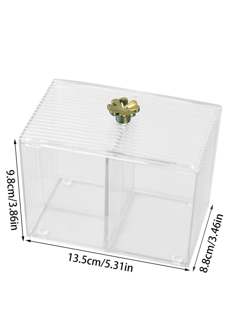 Cotton Pad Holder & Cotton Bud Dispenser – Transparent Organizer with Lid for Dressing Table (13 x 8 x 9cm)