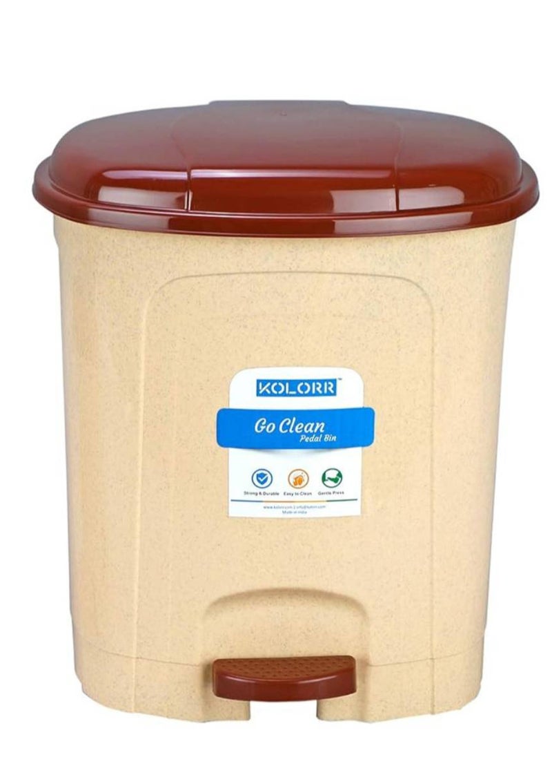 Go Clean Pedal Waste Garbage Bin Trash Can Modern Design Plastic Dustbin - 5L (Beige)