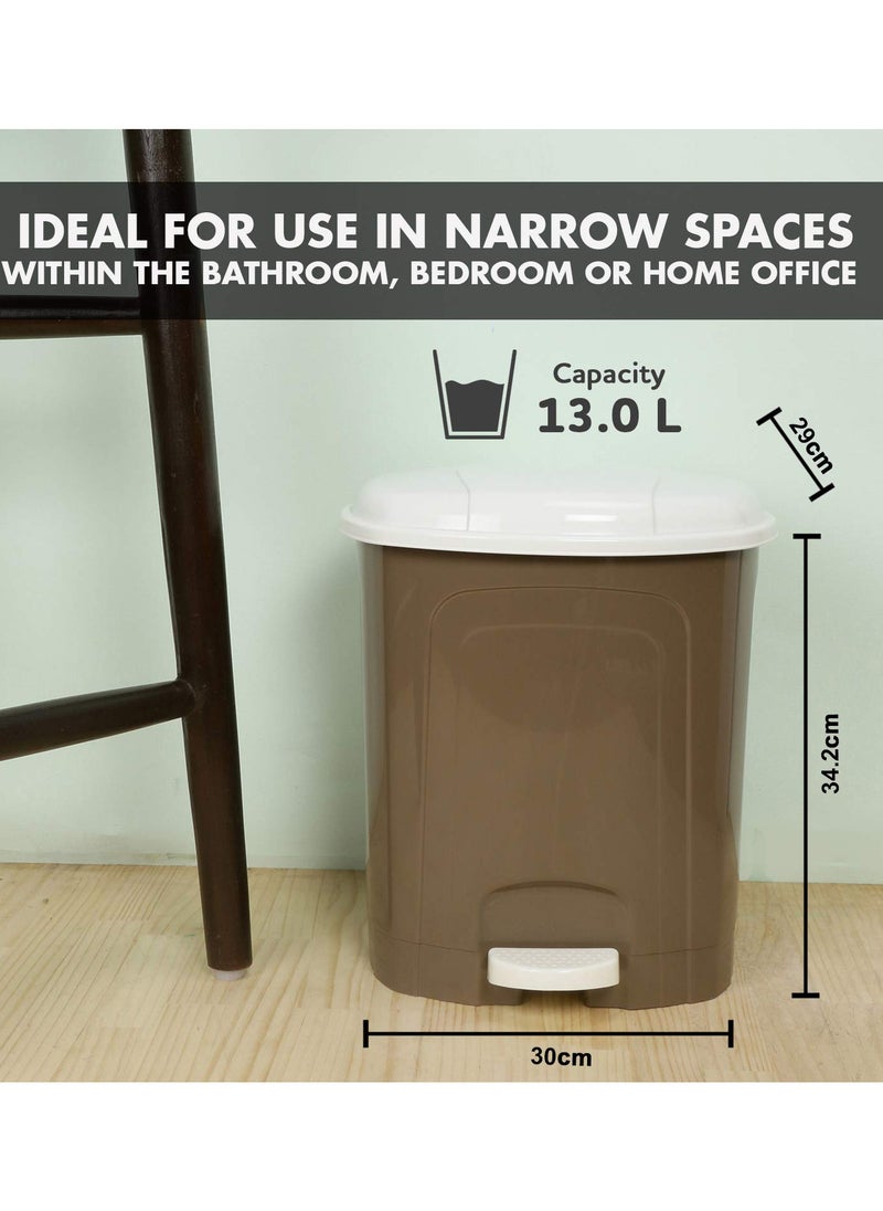 10 Liters Plastic Pedal Dustbin Go Clean/Medium Size Trash Can/Garbage Waste Bin with Lid for Home Kitchen Office Bathroom & Washroom – Brown