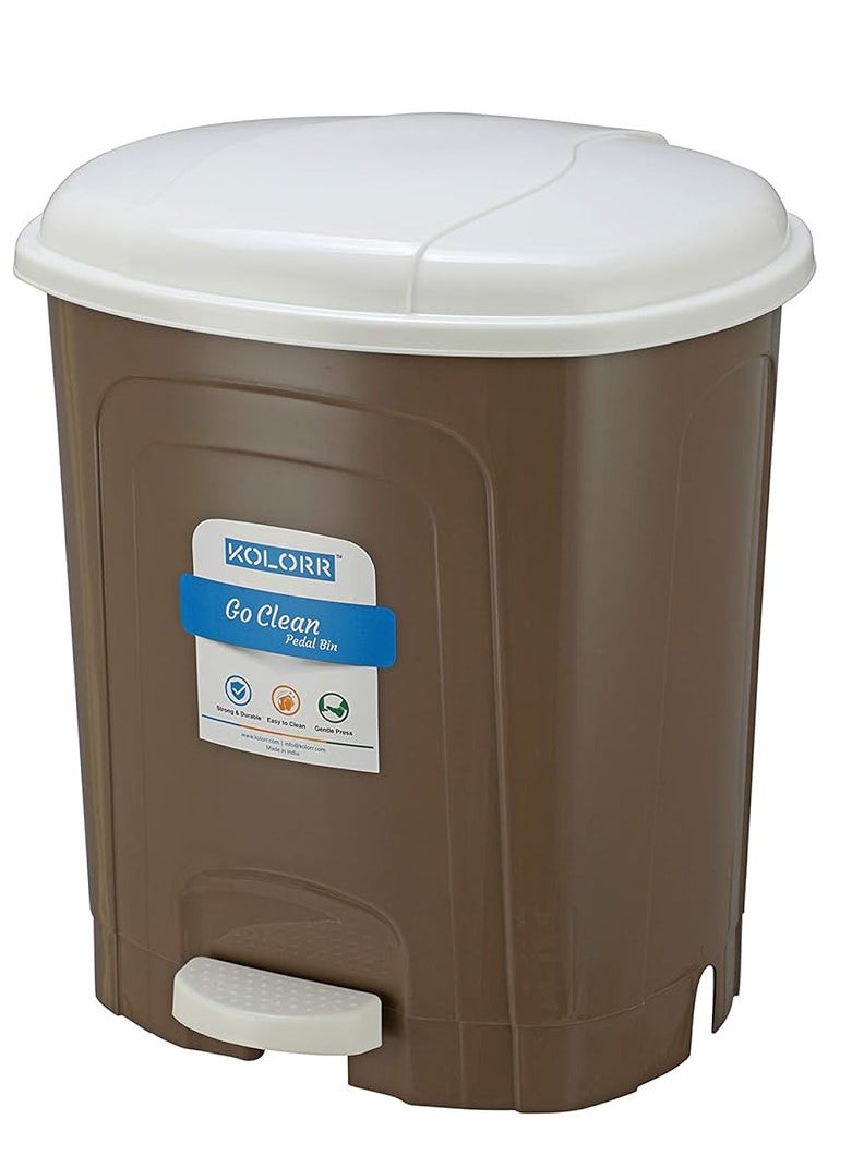 10 Liters Plastic Pedal Dustbin Go Clean/Medium Size Trash Can/Garbage Waste Bin with Lid for Home Kitchen Office Bathroom & Washroom – Brown