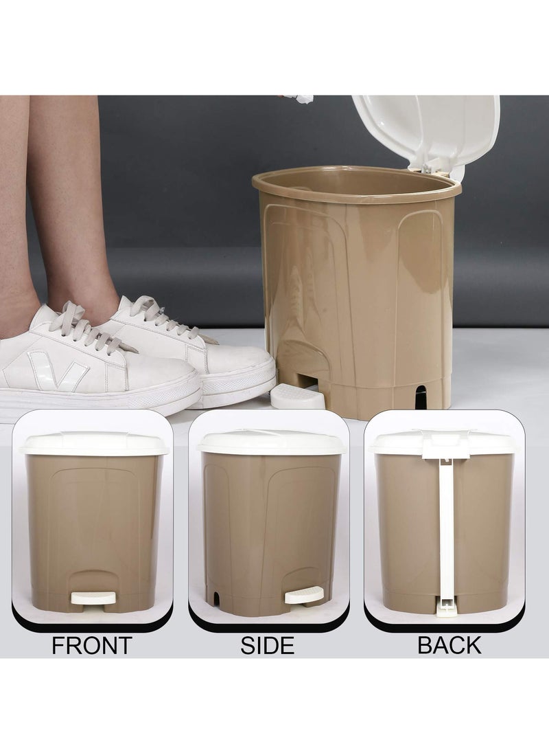 10 Liters Plastic Pedal Dustbin Go Clean/Medium Size Trash Can/Garbage Waste Bin with Lid for Home Kitchen Office Bathroom & Washroom – Brown