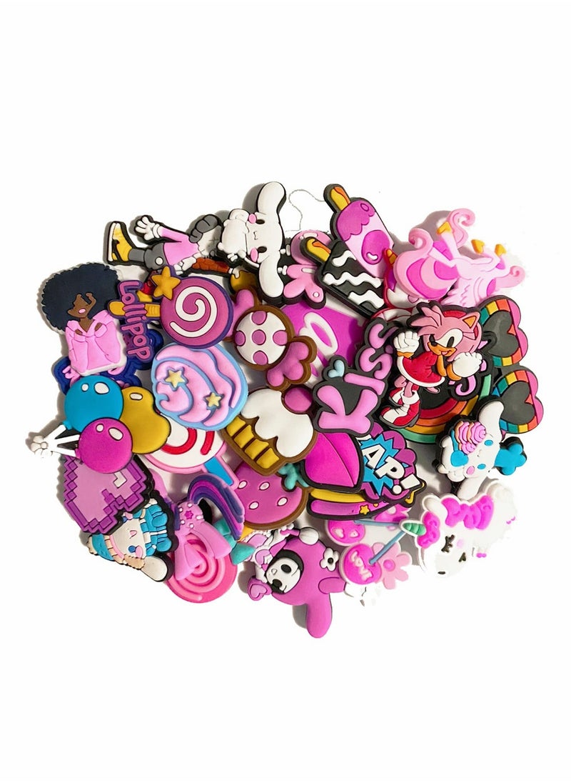 Shoe Decoration Charms 50 Pcs Random Jibbitz Charms Croc Accessories PVC Shoe Charms for Crocs Shoes & Bracelets Wristband Party Gifts  for Adult Girls Women Kids