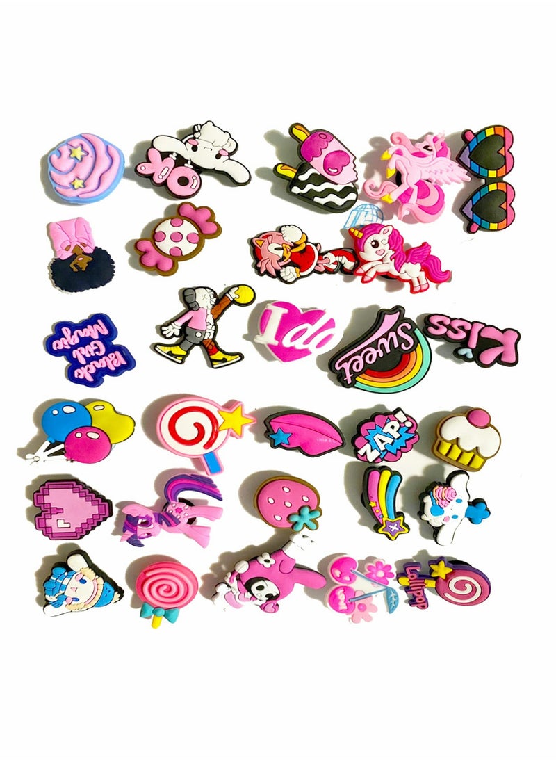 Shoe Decoration Charms 50 Pcs Random Jibbitz Charms Croc Accessories PVC Shoe Charms for Crocs Shoes & Bracelets Wristband Party Gifts  for Adult Girls Women Kids